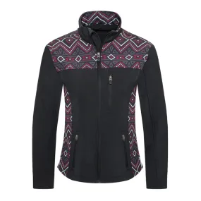 Rodeo Women's Black/Red Aztec Softshell Jacket