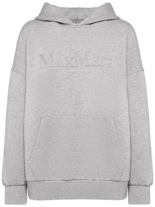 S Max Mara  |Long Sleeves Cotton Logo Hoodies & Sweatshirts