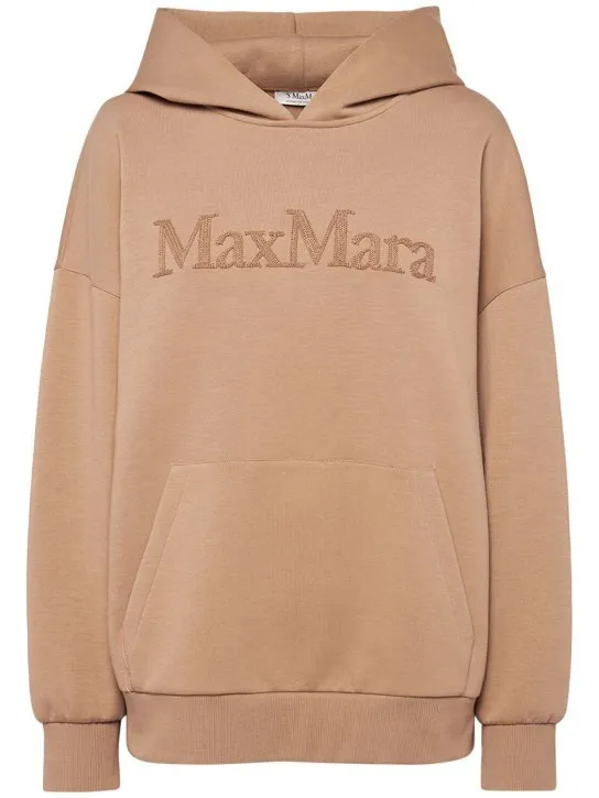 S Max Mara  |Long Sleeves Cotton Logo Hoodies & Sweatshirts