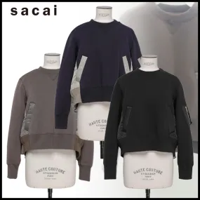 sacai  |Long Sleeves Plain Logo Hoodies & Sweatshirts