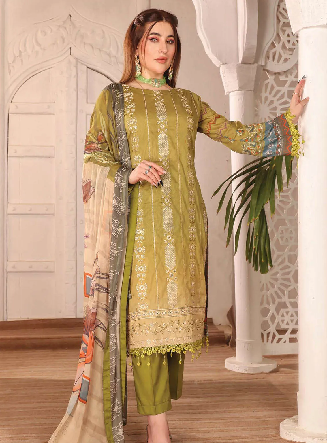 Shahkar By Schick Exclusive Embroidered Lawn 3 Piece Unstitched Suit SDH24SE D-09