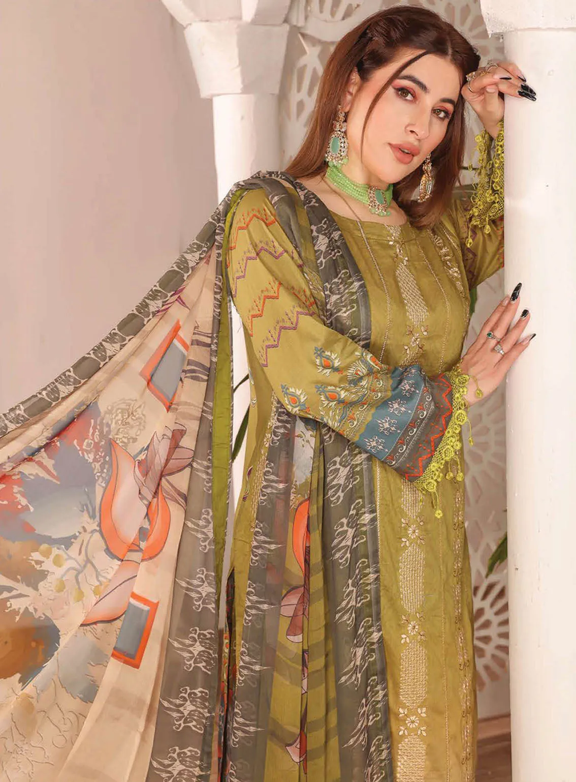 Shahkar By Schick Exclusive Embroidered Lawn 3 Piece Unstitched Suit SDH24SE D-09