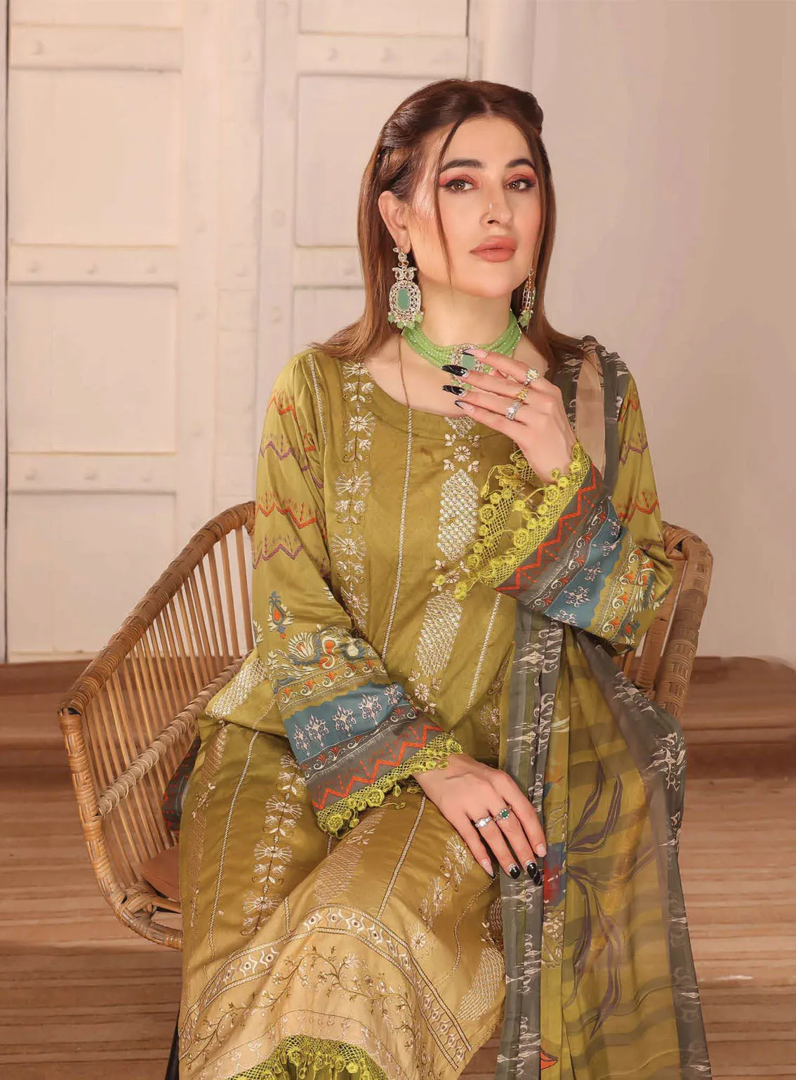 Shahkar By Schick Exclusive Embroidered Lawn 3 Piece Unstitched Suit SDH24SE D-09