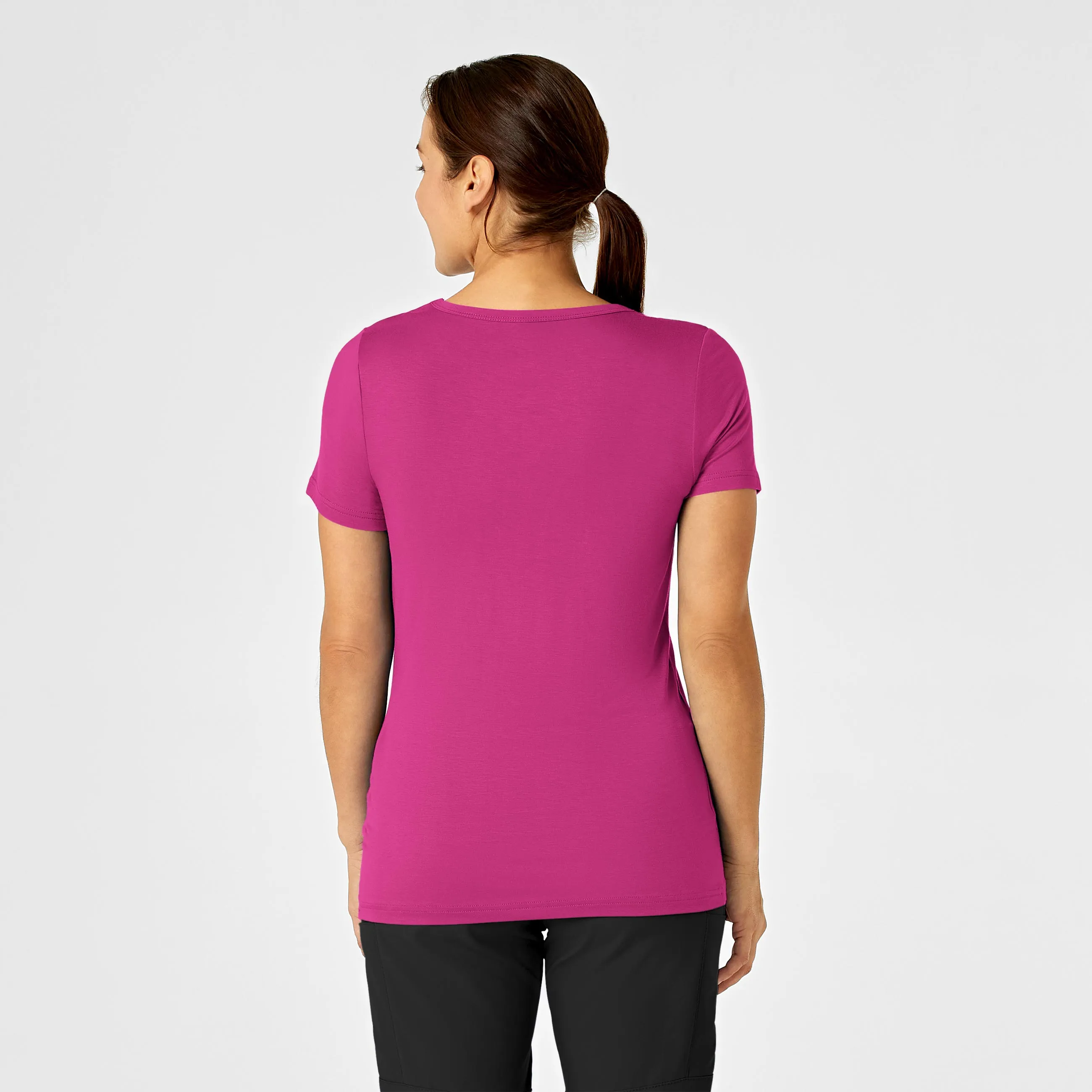 Silky Knit Short Sleeve Tee - Hot Pink