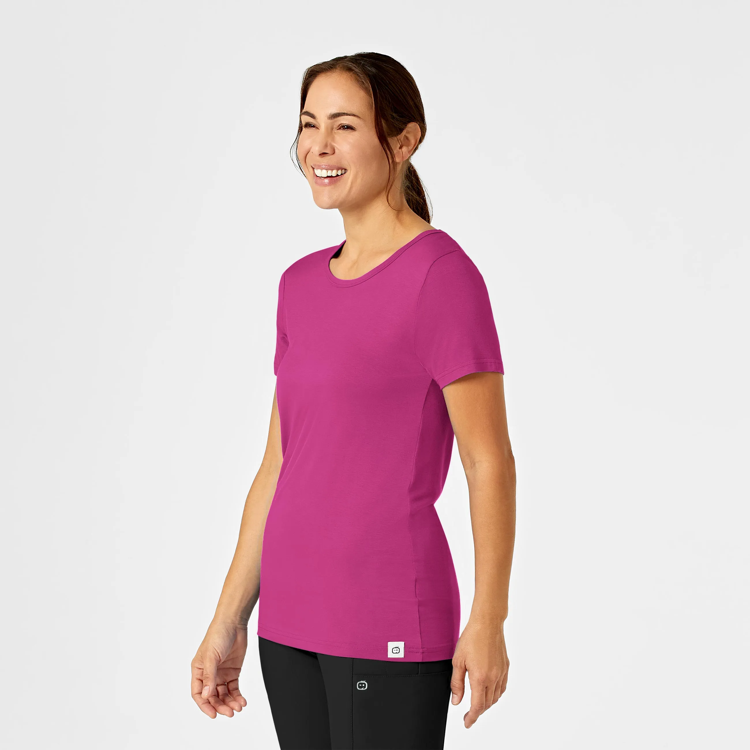 Silky Knit Short Sleeve Tee - Hot Pink