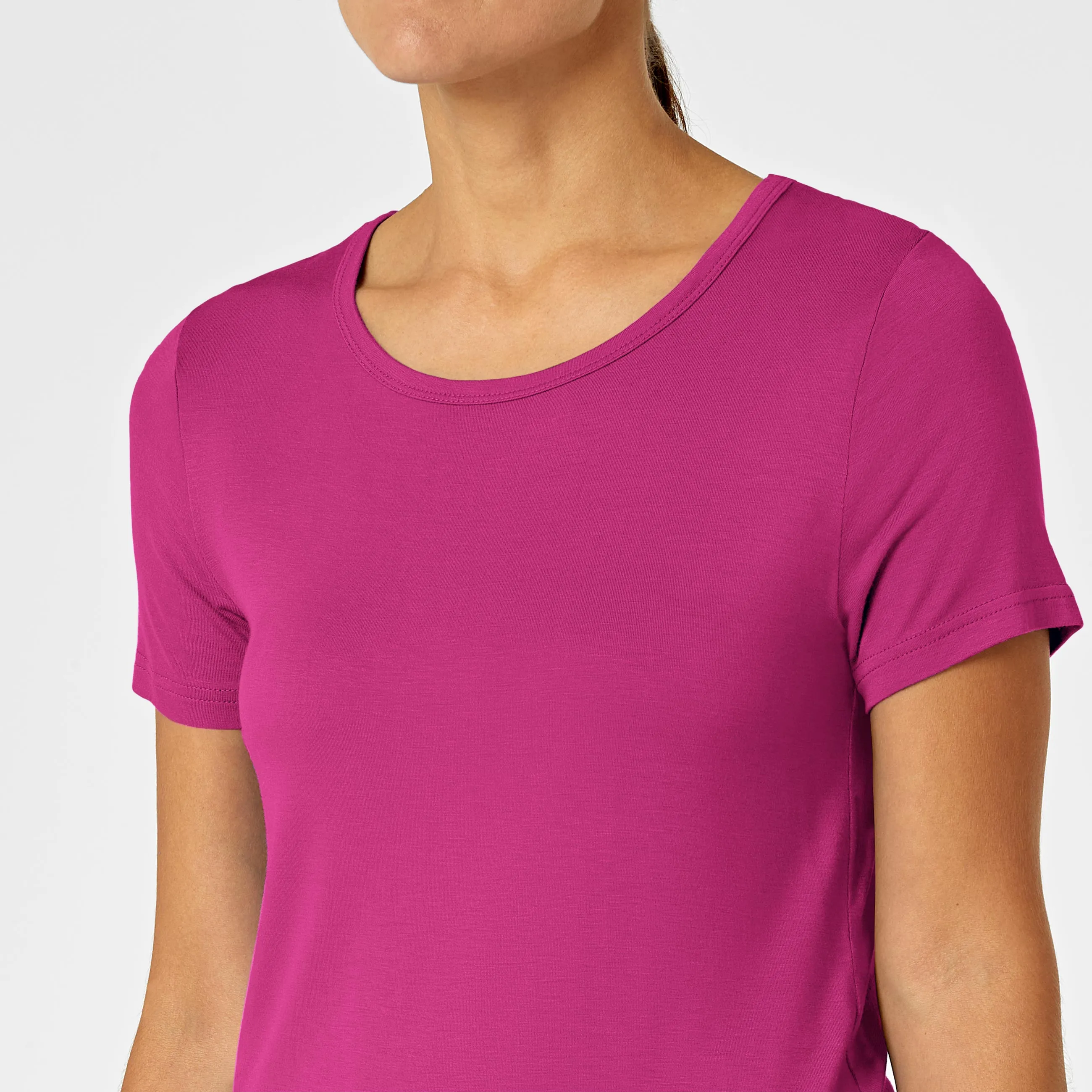 Silky Knit Short Sleeve Tee - Hot Pink