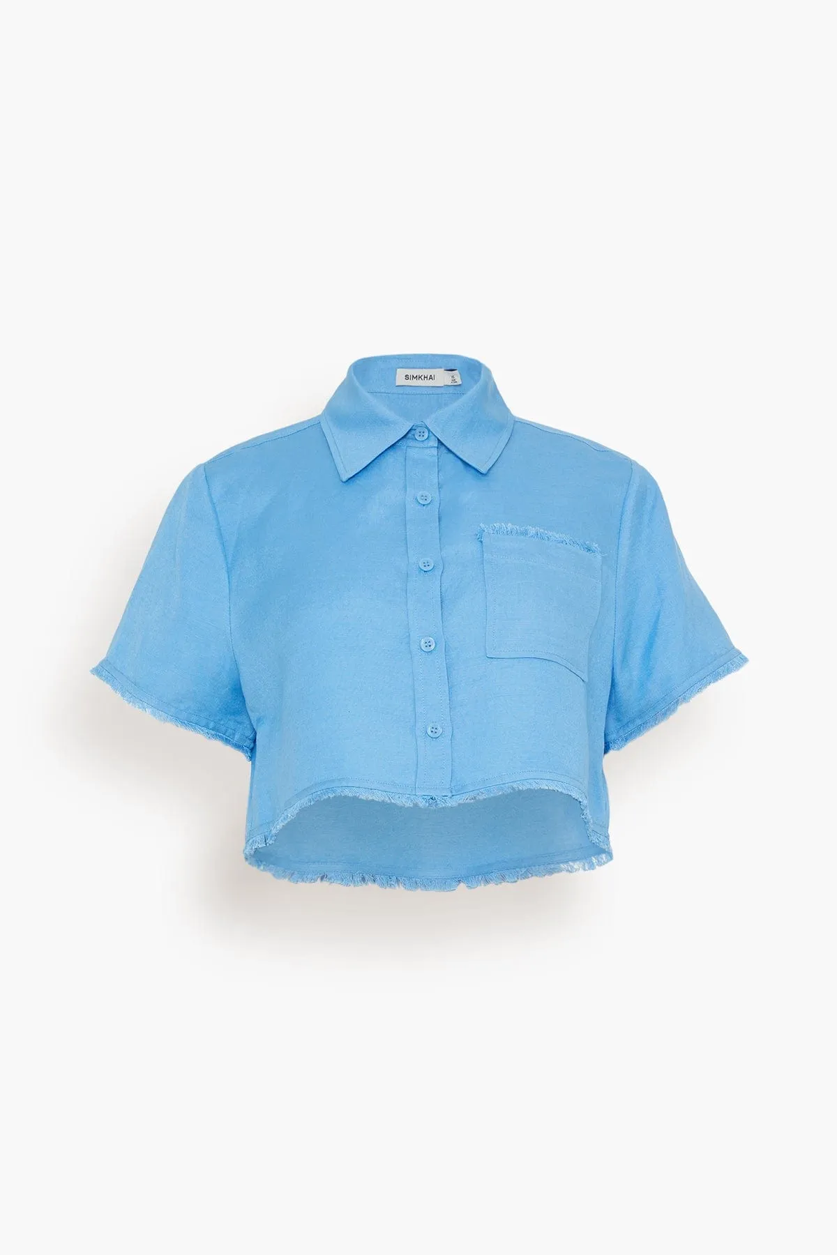 Solange Short Sleeve Cropped Shirt in Pacific