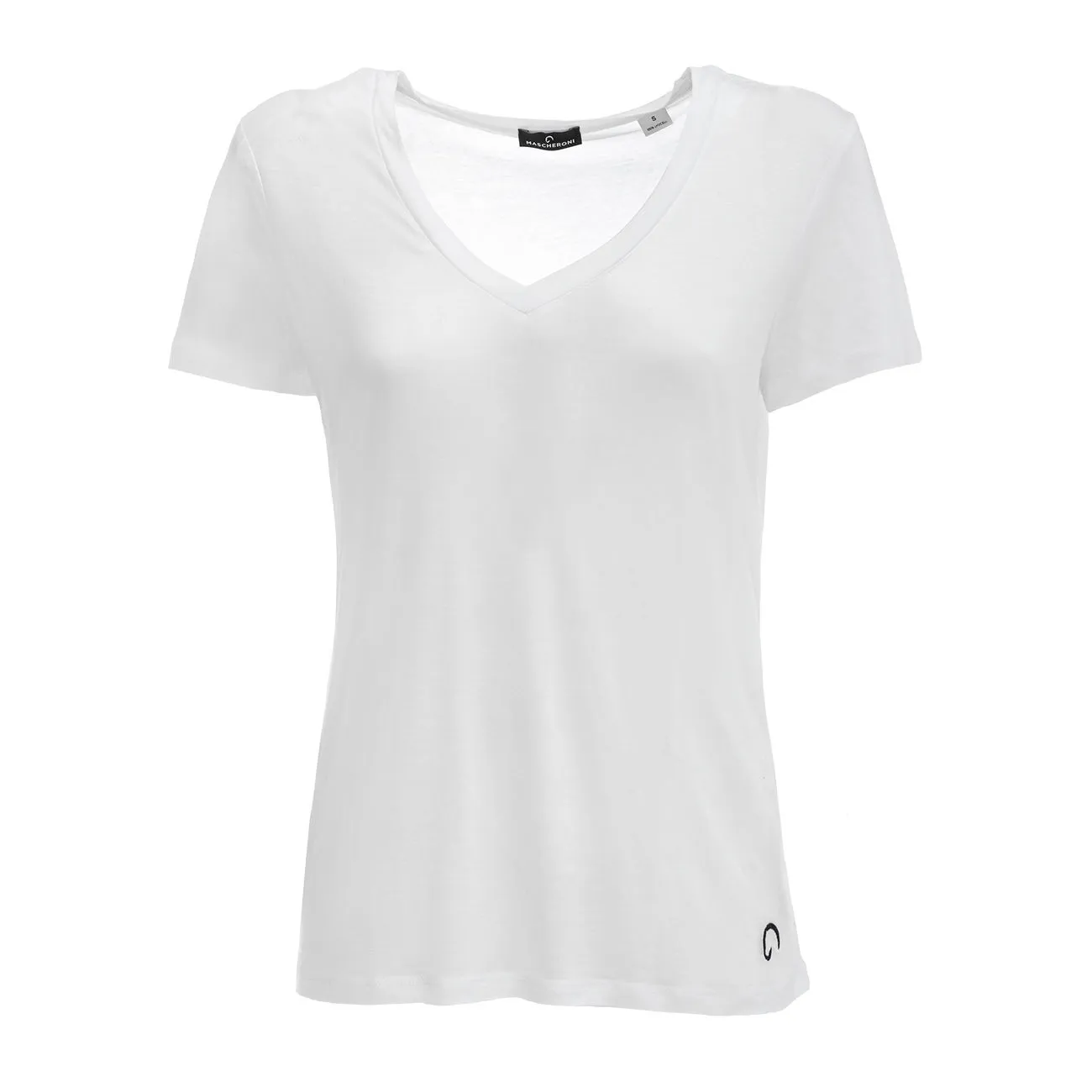 T-SHIRT CON SCOLLO A V IN COTONE Donna Bianco