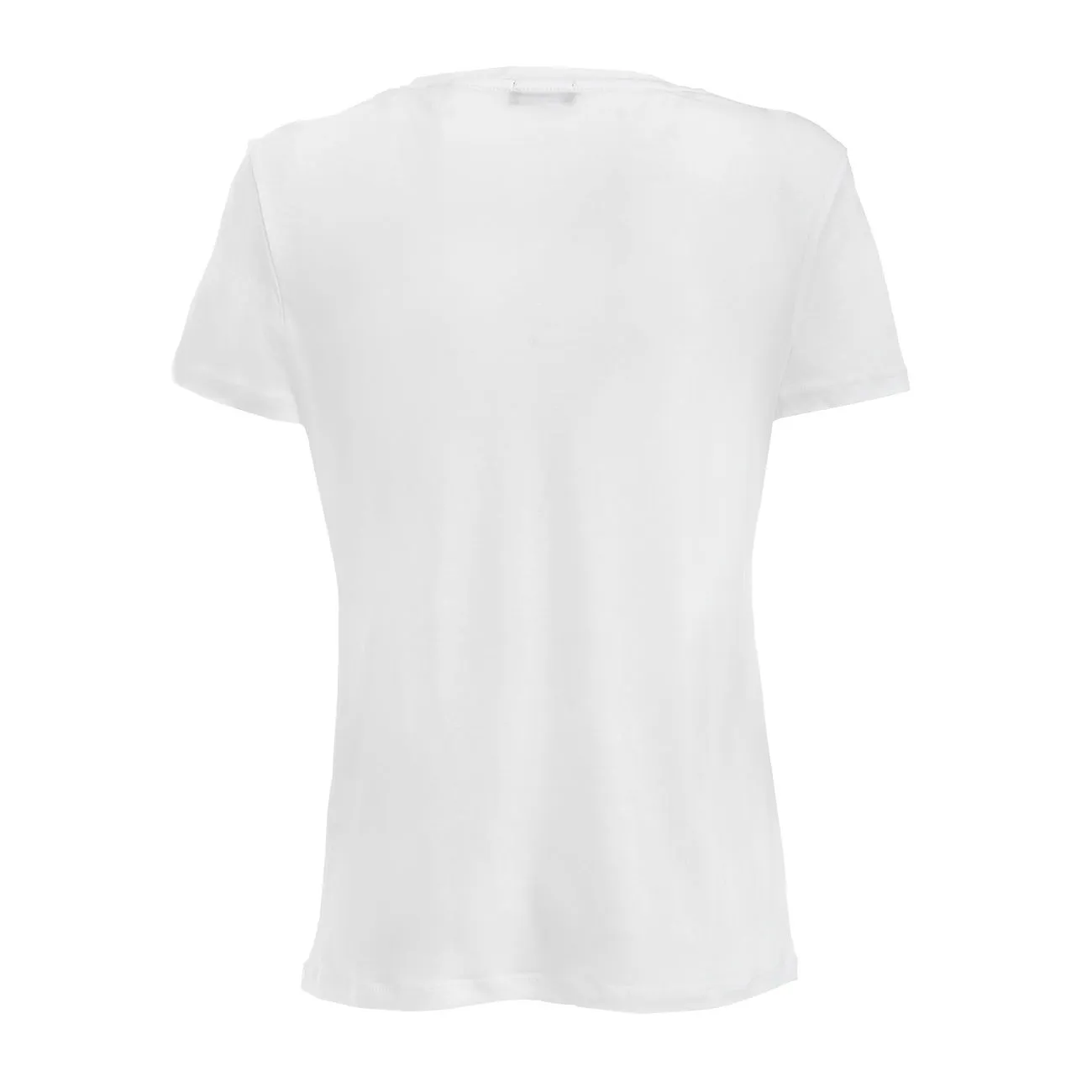 T-SHIRT CON SCOLLO A V IN COTONE Donna Bianco