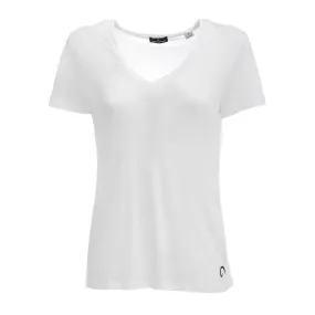 T-SHIRT CON SCOLLO A V IN COTONE Donna Bianco