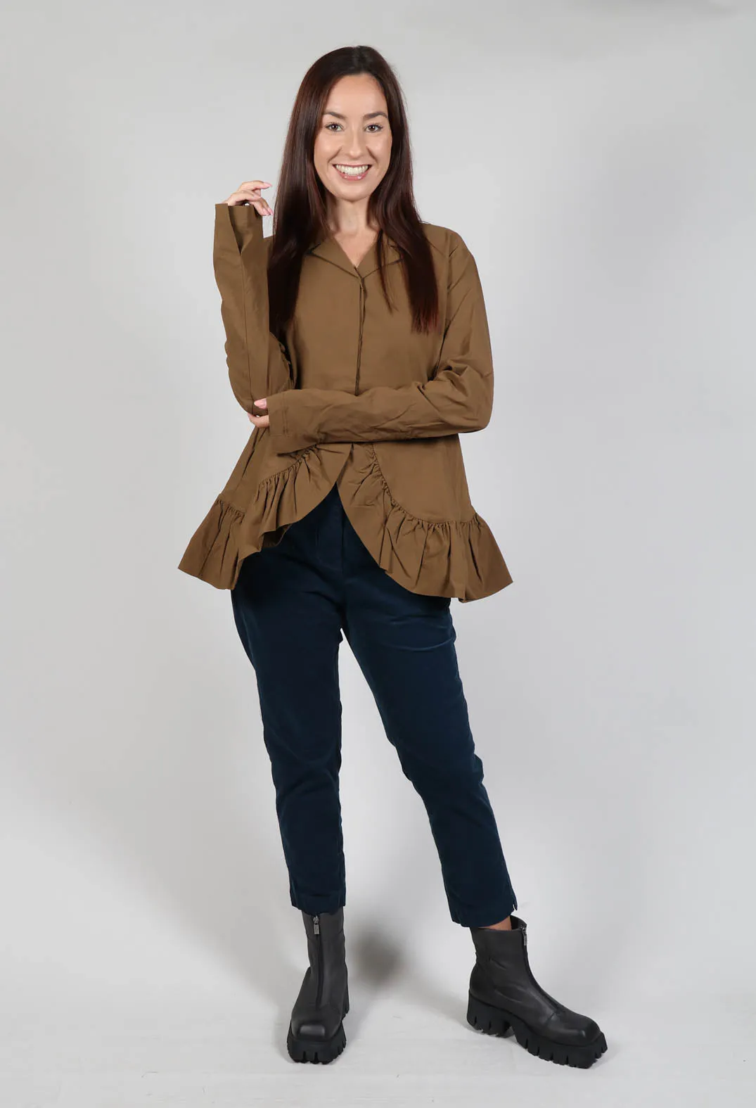 Tailored Jacket with Peplum Hem in Bronze