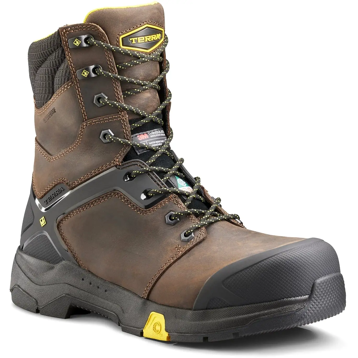 Terra Men's Carbine 8 Comp Toe WP Safety  Work Boot -Brown- 4TCRBN