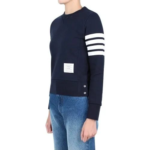 THOM BROWNE  |Stripes Long Sleeves Cotton Logo Hoodies & Sweatshirts