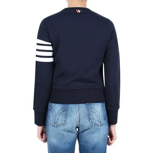 THOM BROWNE  |Stripes Long Sleeves Cotton Logo Hoodies & Sweatshirts