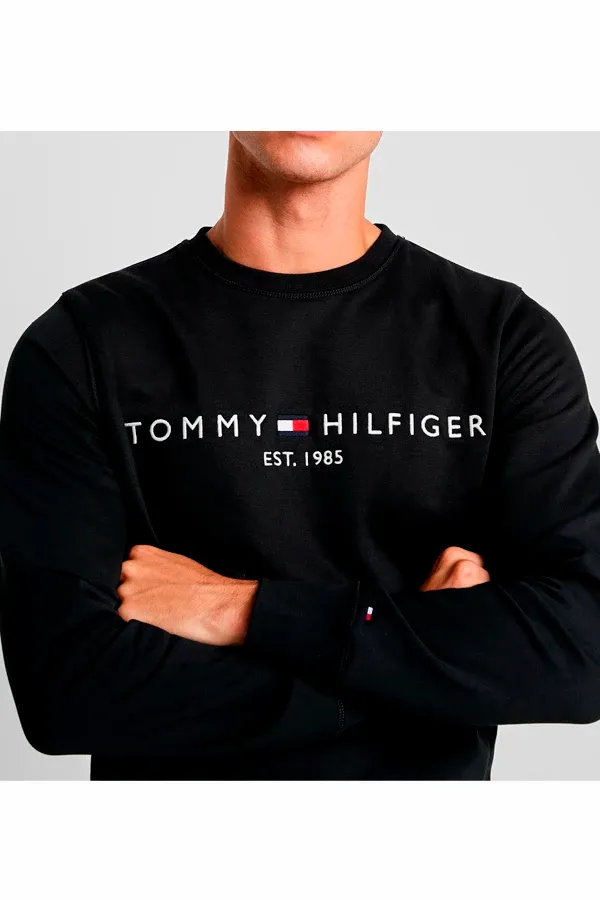 Tommy Hilfiger Logo Crew Sweatshirt Black