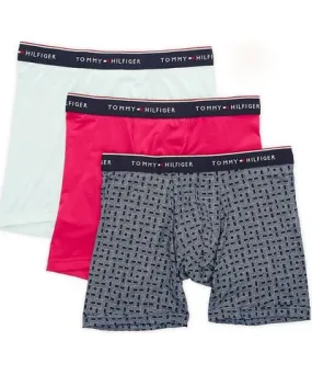 Tommy Hilfiger Men's 3-Pack Microfiber Boxer Brief In Hot Pink/blue/light Green