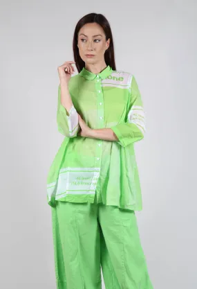 Tulip Hem Cotton Shirt in Lime Print