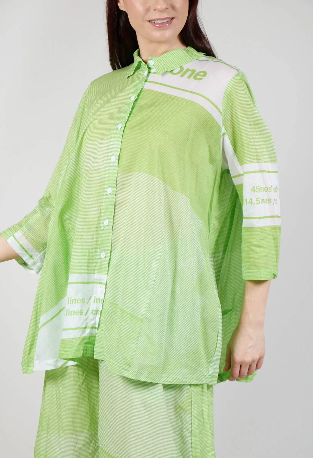 Tulip Hem Cotton Shirt in Lime Print