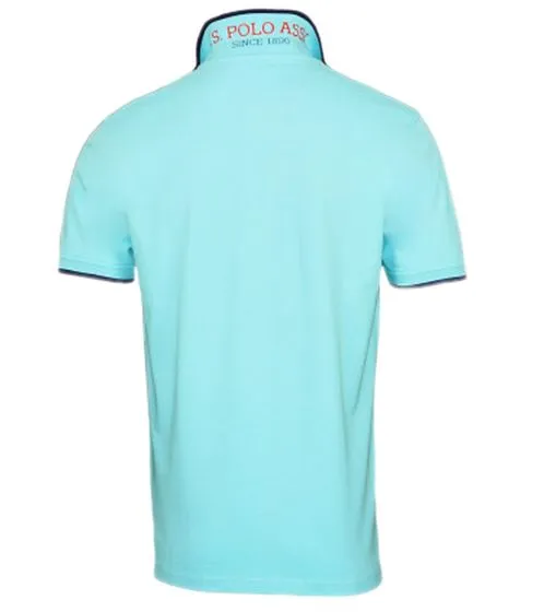 U.S. POLO ASSN. Men's polo shirt, basic shirt, cotton shirt, short-sleeved shirt, 197 63899 52520 238 turquoise