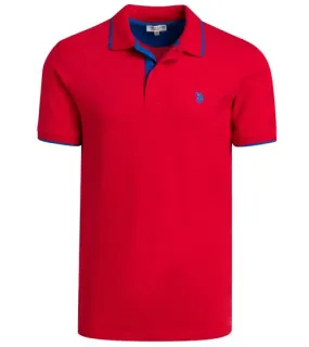 U.S. POLO ASSN. Men's polo shirt, basic shirt, cotton shirt, short-sleeved shirt 197 66835 52520 152 dark red/blue