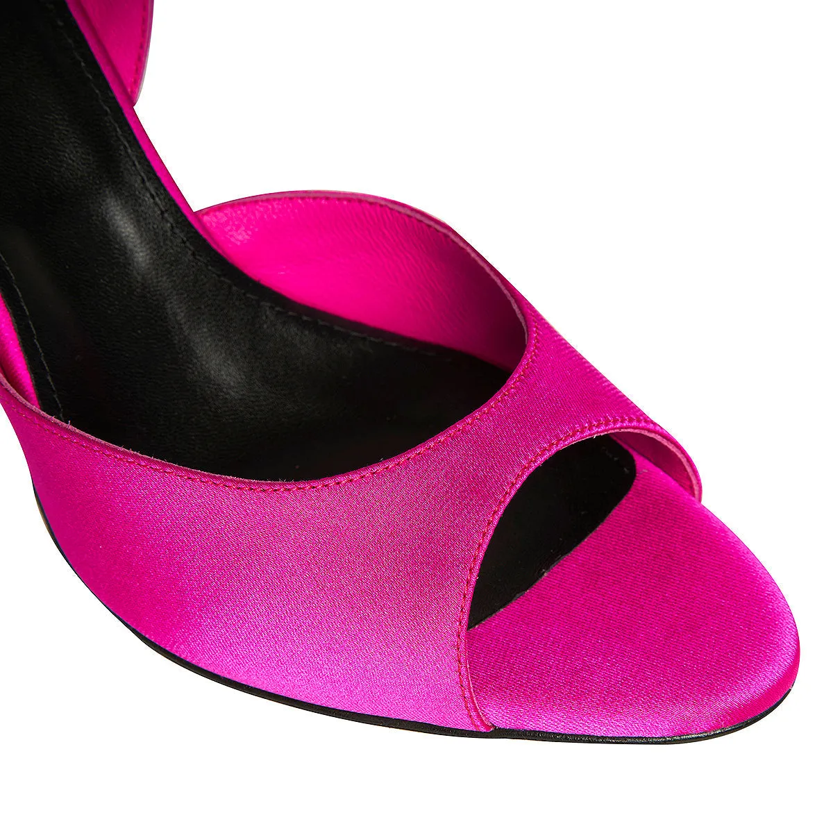 Vicky Round Toe Hot Pink Satin Sandals