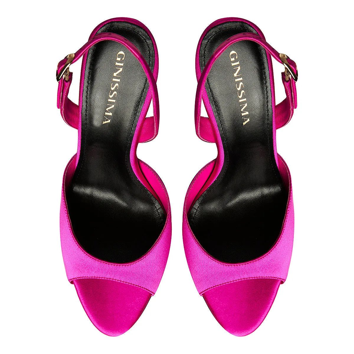 Vicky Round Toe Hot Pink Satin Sandals