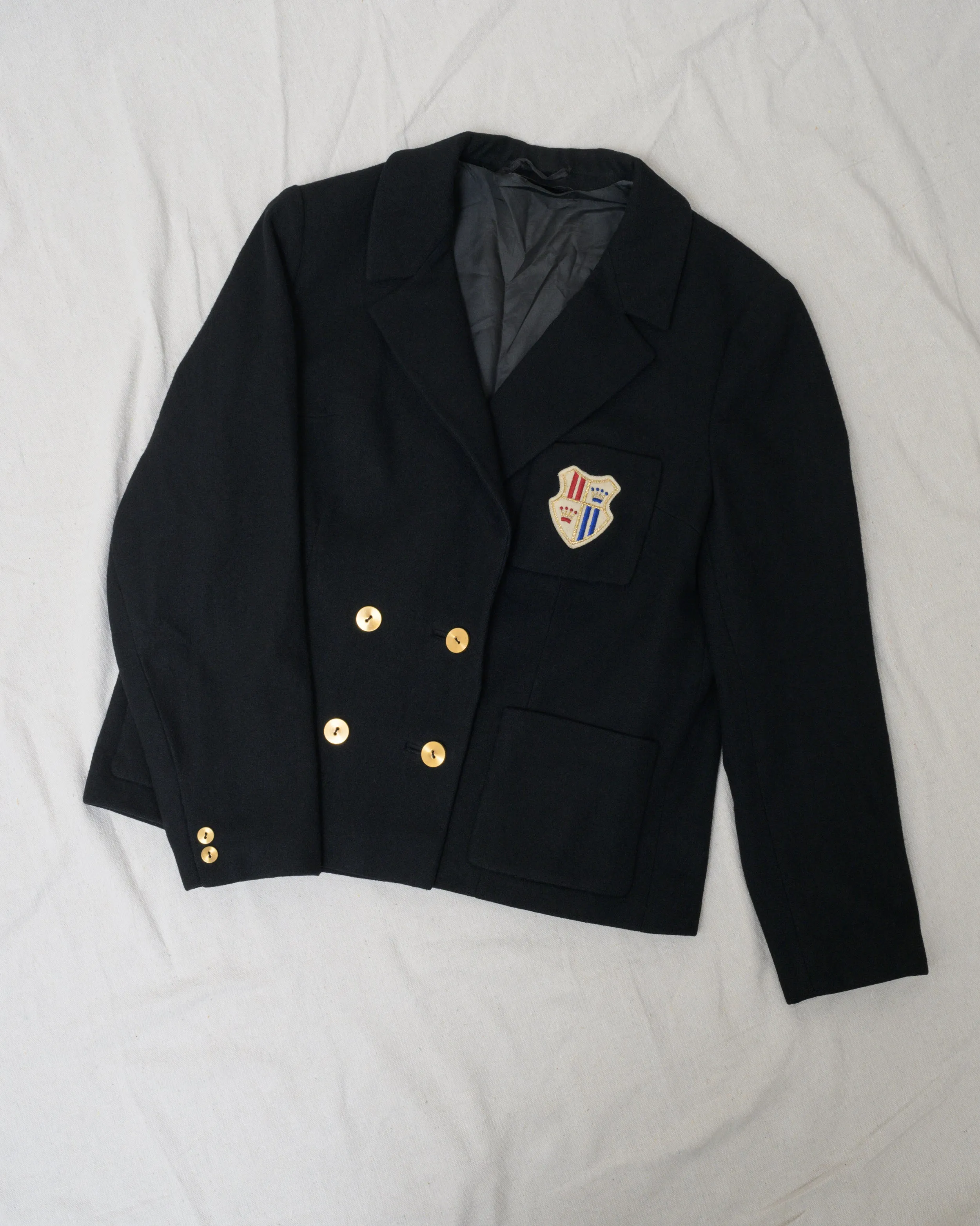 Vintage Black Wool Boxy Jacket (S/M)