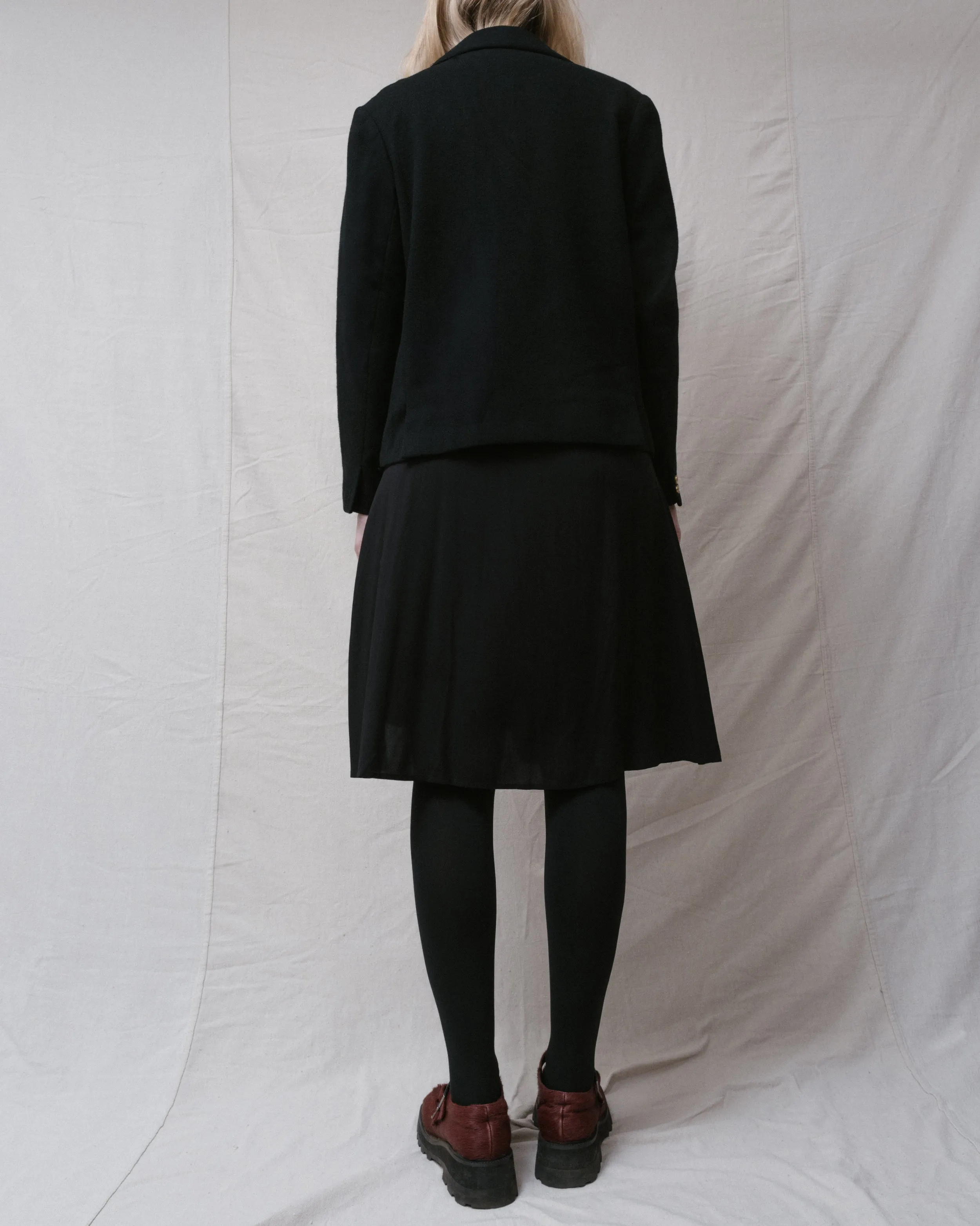 Vintage Black Wool Boxy Jacket (S/M)