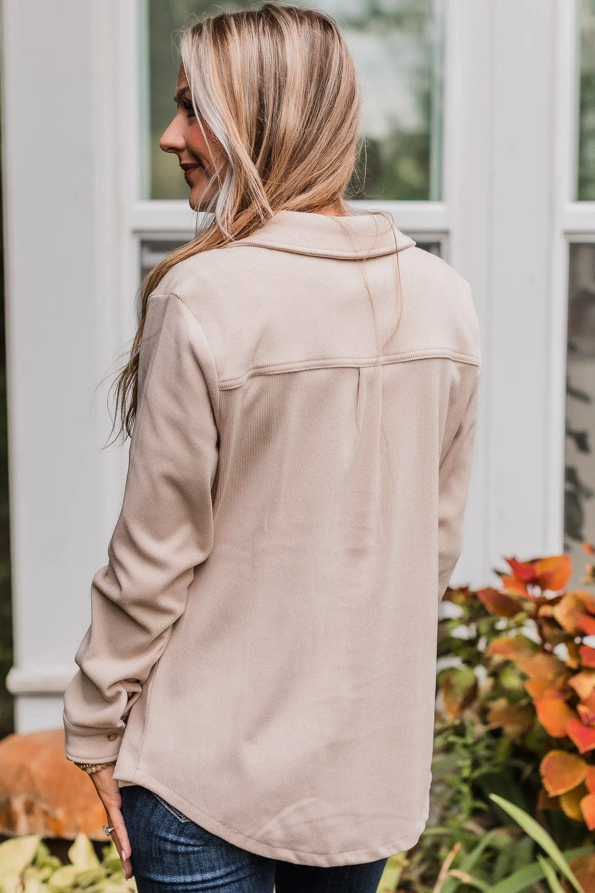 Waiting On You Knit Shirt Jacket- Oatmeal