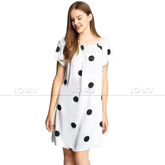 Women Polka Dots Silk Night Dress