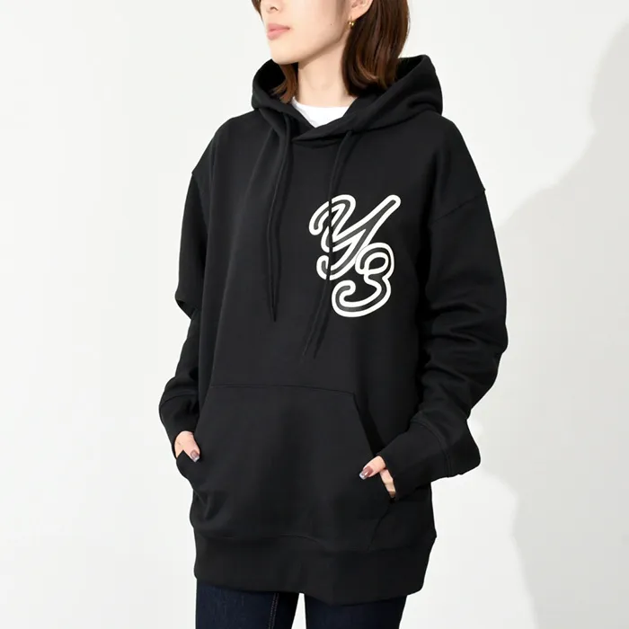 Y-3  |Long Sleeves Plain Cotton Logo Hoodies & Sweatshirts