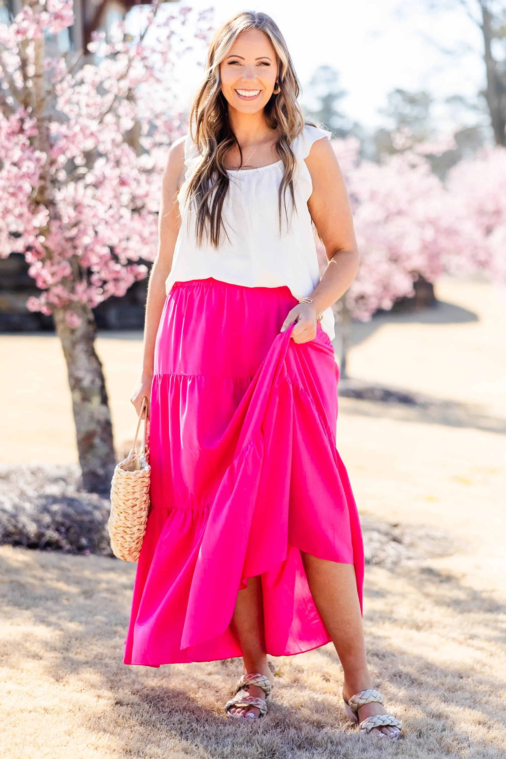 You're Glowing Maxi Skirt, Hot Pink