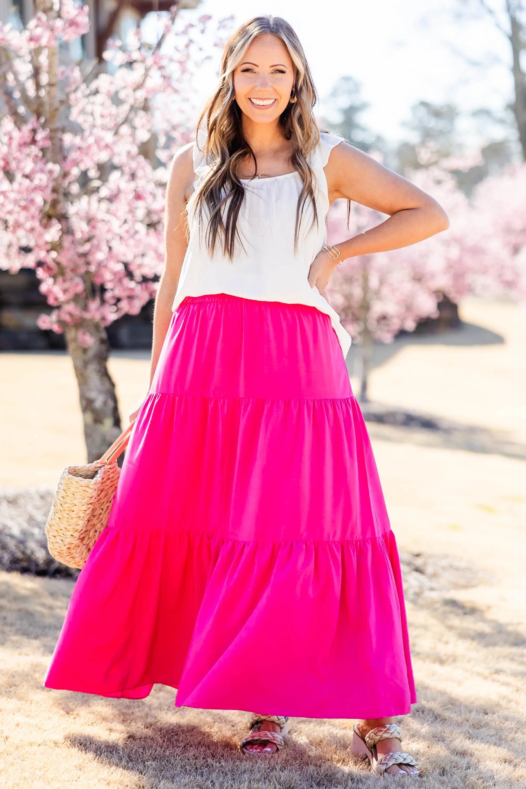 You're Glowing Maxi Skirt, Hot Pink