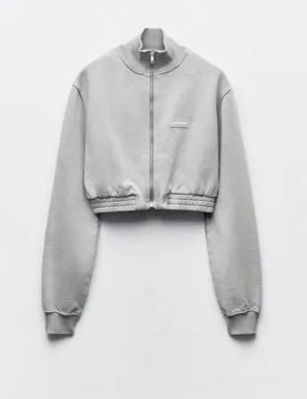 ZARA  |Long Sleeves Plain Cotton Hoodies & Sweatshirts